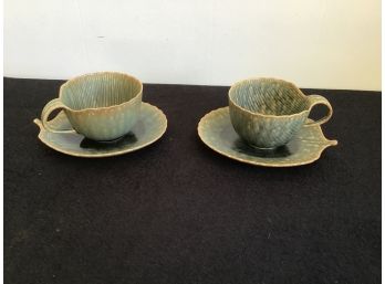 Early Green Tea Cups And Saucer Set