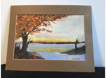 Fall Lake Scene Oil On Board