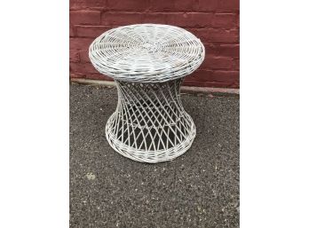 Small Round White Wicker Table