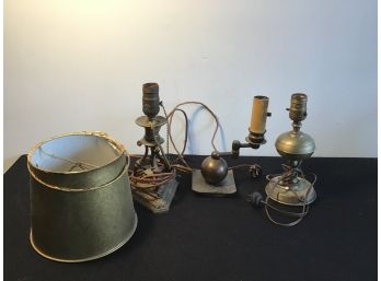 Lot Of 3 Antique Brass Lamps