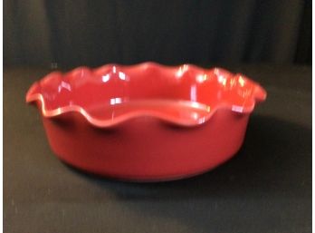 11-1/2 Inch Red Ceramic Deep Baking Dish Clean!