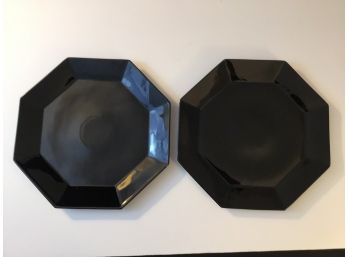 Pair Z Gallerie Octagonal Black Porcelain Platters