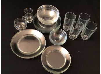 Large Lot Clear Glass Plates Bowls Glasses More