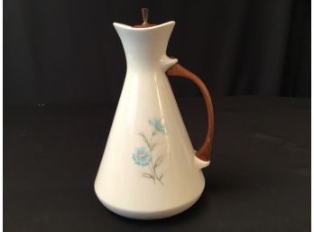 Mid Century  Ivory & Aqua Coffee Pot Carafe