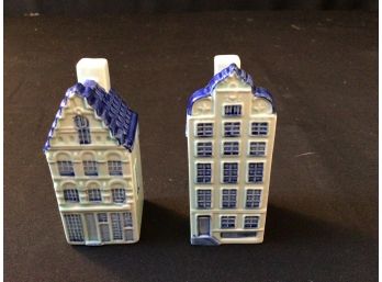 Delft Salt & Pepper Shakers Houses Delfts Blauw