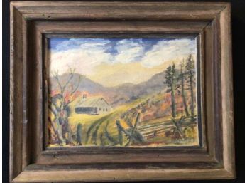 Vintage Painting My Old Kentucky Home Log Cabin