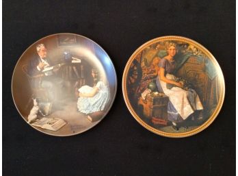 2 Norman Rockwell Collectors Plates Storyteller Dreaming In The Attic COA