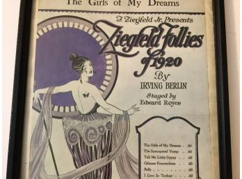 Ziegfeld Follies Girl Of My Dreams Sheet Music Framed