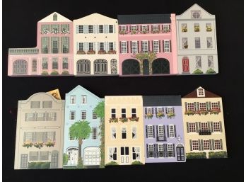 Charleston Rainbow Row Block Houses By Sheila Lot Of 9