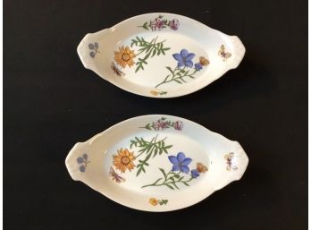 Pair Cordon Bleu Baking Dishes Floral Butterflies