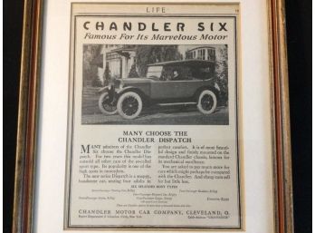 1920 Chandler Six Motor Car Advertisement Matted & Framed Life Magazine