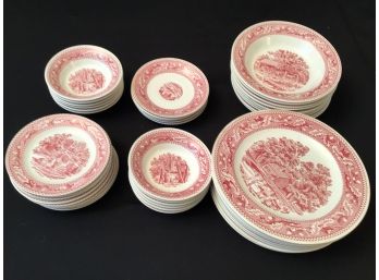 40 Pieces Royal Ironstone Memory Lane Cups Plates & Bowls Open To See All Photos