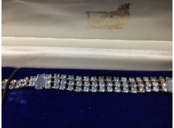 Lovely Pale Blue Rhinestone Bracelet In Presentation Box