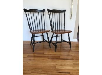 Maple/Black Hitchcock Chairs, Set Of 2