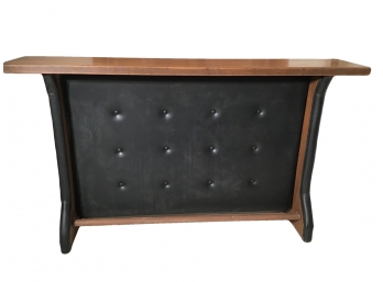 Handmade Oak Bar, 'Tufted' Black Vinyl, 6 Long