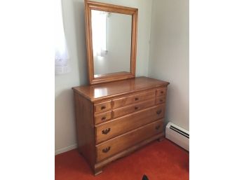 Vintage Maple 3 Drawer Dresser And Mirror