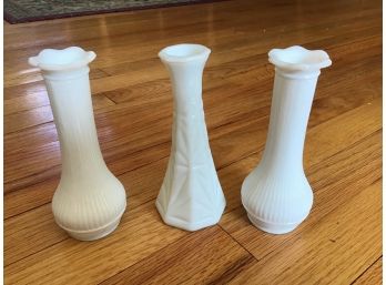 Trio, Milk Glass Vases