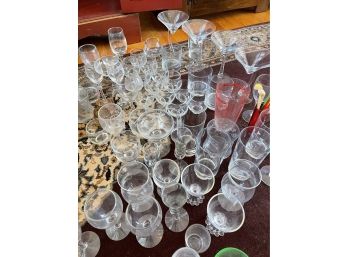 Large Lot Of Assorted Glass/barware