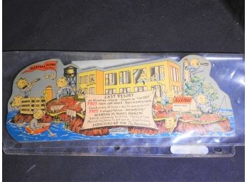 Rare Oversized 1953 Alcatrazz Post Card Great Artwork