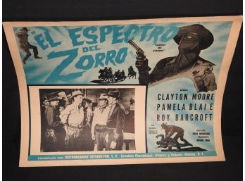 Vintage Zorro Movie Lobby Poster