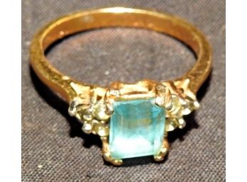 Nice Gold Plated Aqua Colored Ring