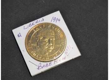 Large Gold Plated Babe Ruth Foreign Coin