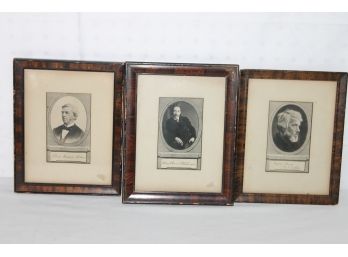 Famous 19th Century Poet And Writer Print Lot In Frames