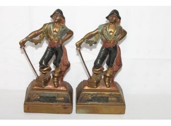 Vintage Armor Bronze Pirate Bookends