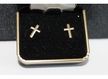 14K Gold Cross Earrings Jewelry