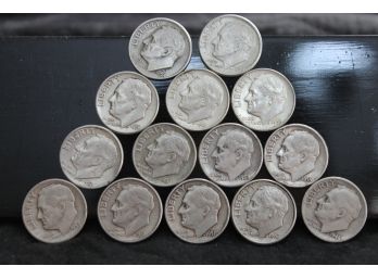 Estate Found Lot Of 14 Silver Roosevelt Dimes US Coin