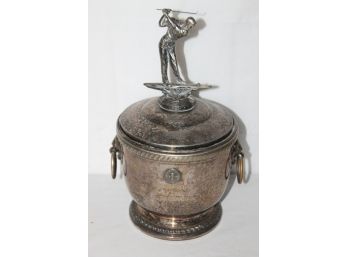 1897 - 1966 Silver Farmington Golf Country Club Figural Golfer Trophy Ice Bucket With Lions NICE