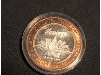 .999 Silver Flamingo Hilton Ten Dollar  Gaming Token