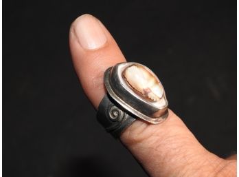 Sterling Silver Ring With Embedded Sea Shell