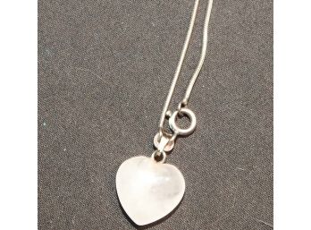 Sterling Silver Chain With Heart Shape Quartz Stone