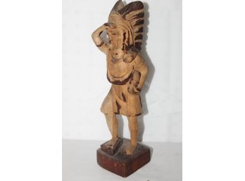 Folk Art Wood Carved Small Cigar Store Indian