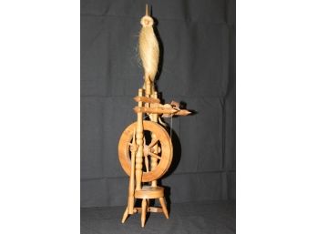 Unusual Country Folk Art Carved Spinning Wheel