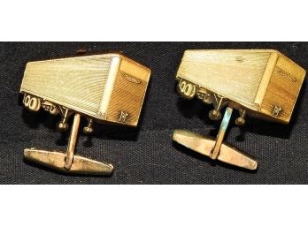 Old Brass Tractor Trailer Cuff Links