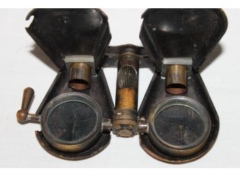 Unusual Shielded Small Folding Opera Or Spy Glasses Binoculars Possibly Military