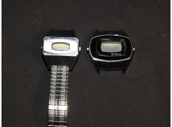 2 Old Timex SSQ Digital Watches