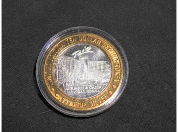 .999 Silver Rio Suite Hotel Ten Dollar Gaming Token