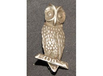 Handsome Sterling Silver Owl Brooch