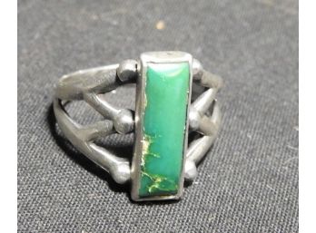 Sterling Silver Ring With Green Stone