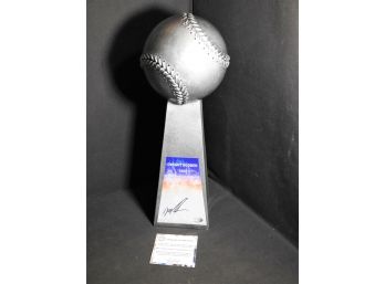 Signed NY Mets Dwight DOC Gooden Baseball Trophy With COA