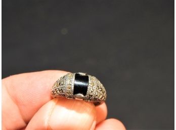 Sterling Silver Ring With Black Stone