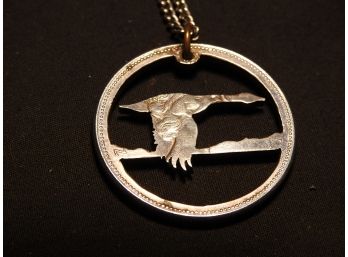 Unique Flying Goose Charm Carved Out Of A Silver Half Dollar