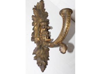 Antique Big Gothic Demon Or Lion Bronze Wall Sconce