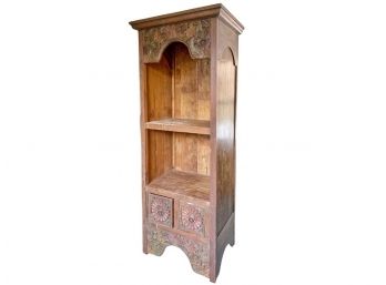 Rustic Bohemian Carved Narrow Hutch