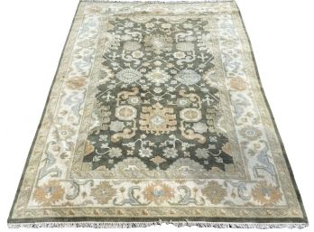 Beautiful Sage Green Oriental Wool Area Rug