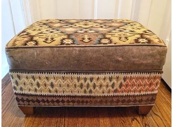 Leather And Turkish Kilim Ottoman