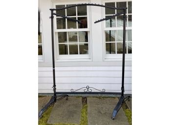 Black Coated Iron Rolling Wardrobe Cart